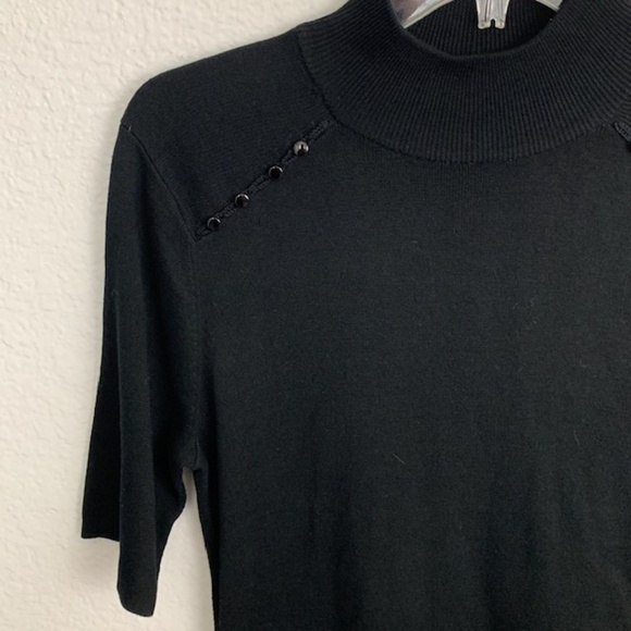 Coldwater Creek Mock Neck S/S Black Top - M - Picture 3 of 7
